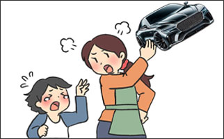 未成年者と親権者間で普通自動車の譲渡や名義変更を行う手続のイメージ